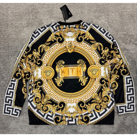Kith x Versace Lion Tricot Crewneck Black Gold Logo Long Sleeve T-shirt Medium M - Picture 7 of 12